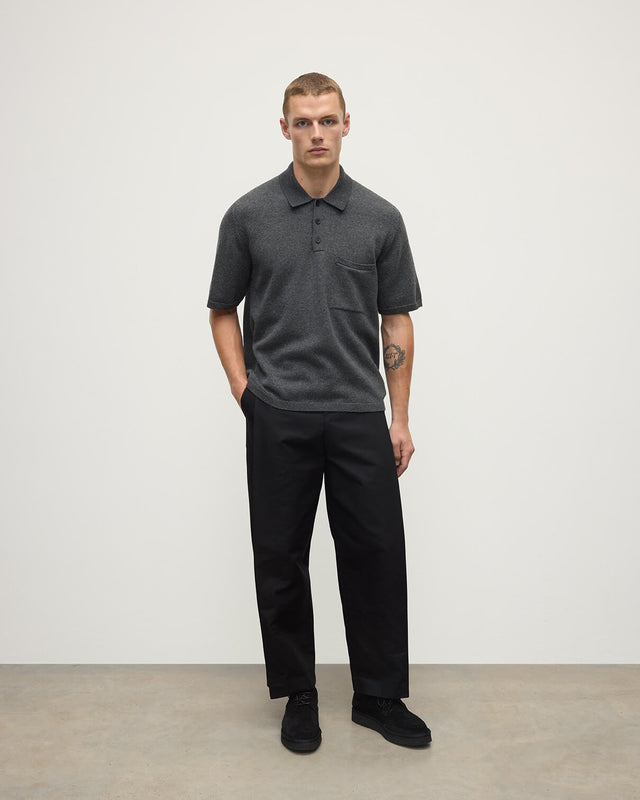 Superfine Merino Relaxed Charcoal Polo Shirt