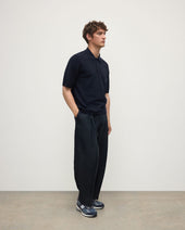 Superfine Merino Relaxed Dark Navy Polo Shirt