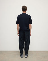 Superfine Merino Relaxed Dark Navy Polo Shirt