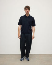Superfine Merino Relaxed Dark Navy Polo Shirt