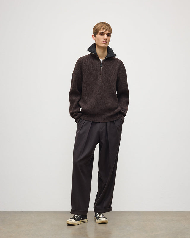 Chalmers Charcoal Half Zip Lambswool Jumper