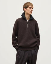 Chalmers Charcoal Half Zip Lambswool Jumper