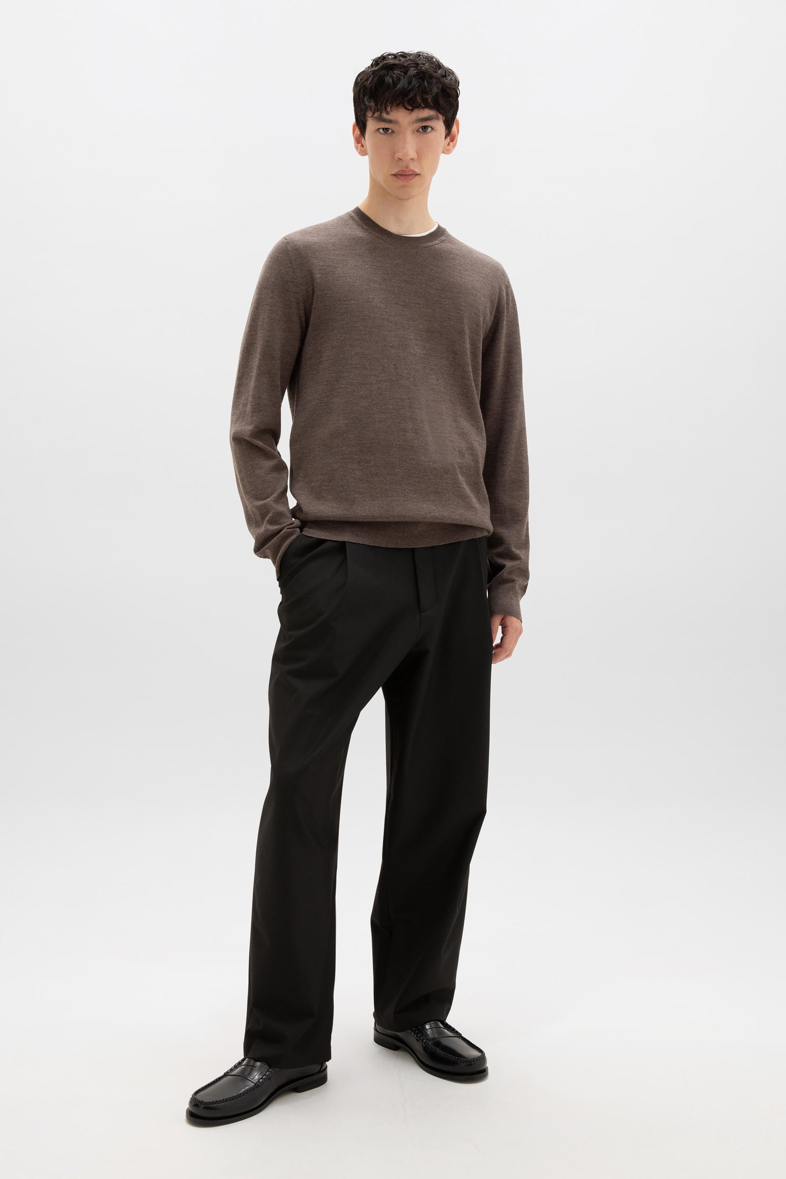 Merino Round Neck Light Brown Jumper