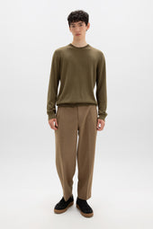 Merino Round Neck Olive Green Jumper