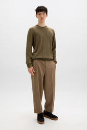 Merino Round Neck Olive Green Jumper