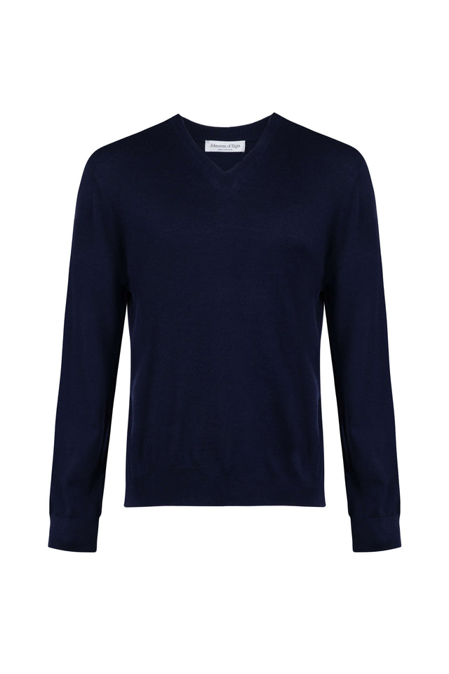 Superfine Merino V Neck Navy Jumper