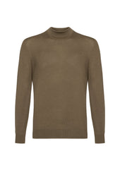 Mock Turtle Neck Merino Olive Green Jumper