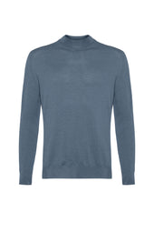 Mock Turtle Neck Blue Merino Jumper