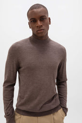 Mock Turtle Neck Merino Light Brown Jumper