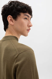 Mock Turtle Neck Merino Olive Green Jumper