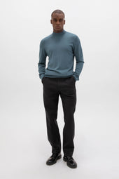 Mock Turtle Neck Blue Merino Jumper