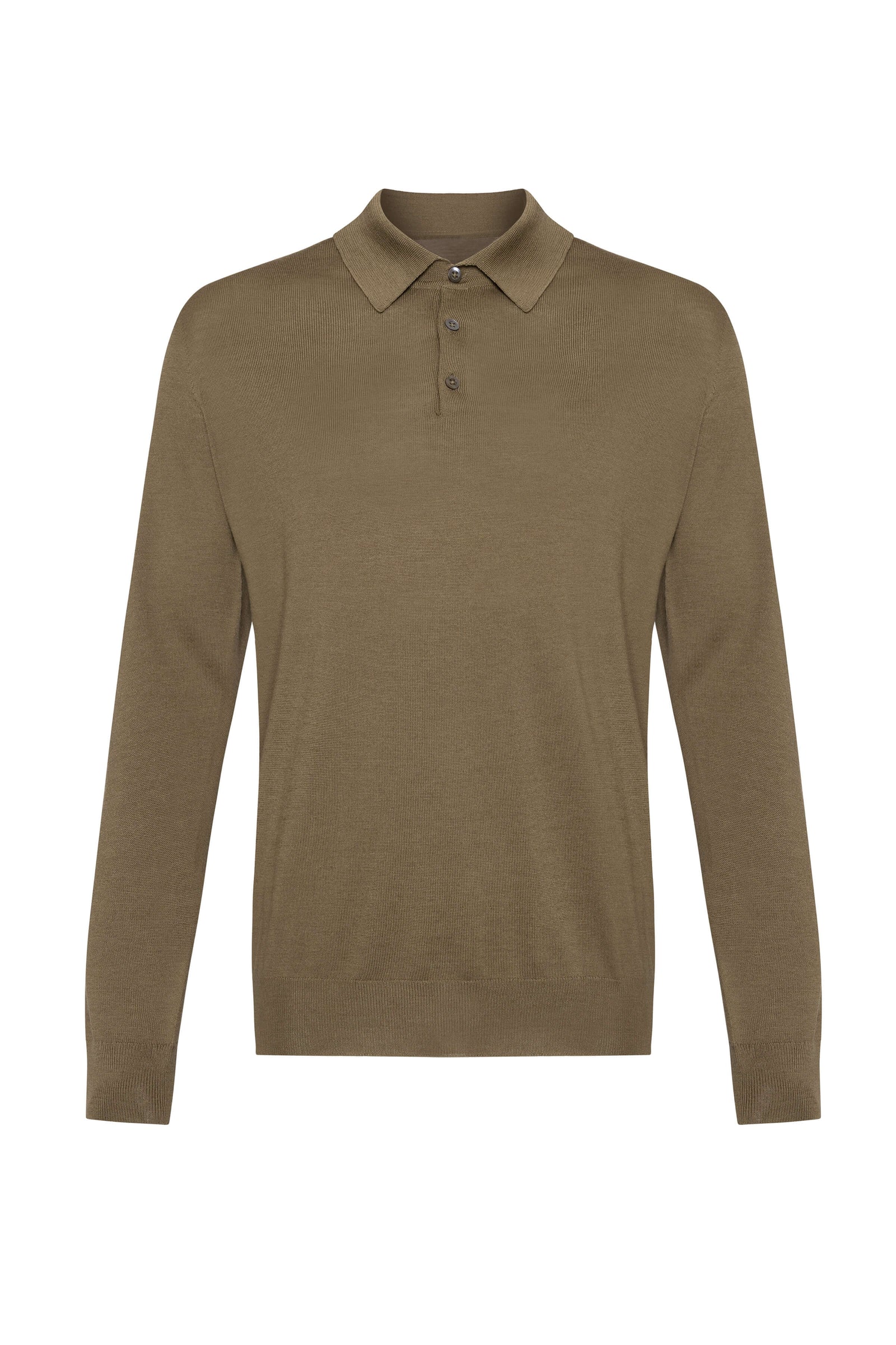 Merino Long Sleeve Green Poloshirt