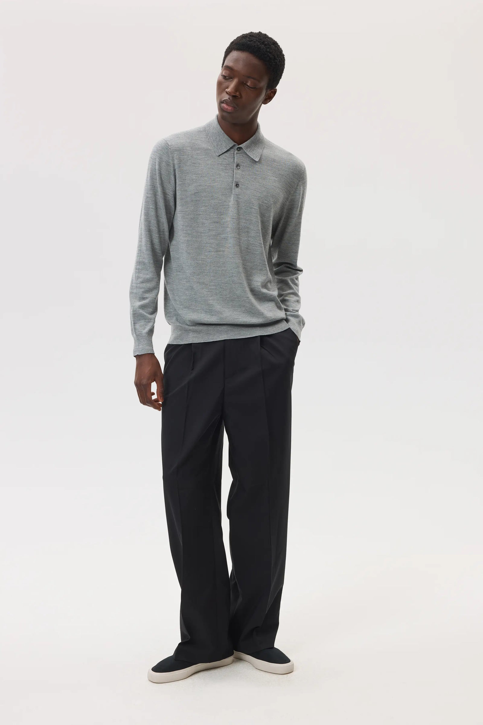Merino Long Sleeve Polo Shirt