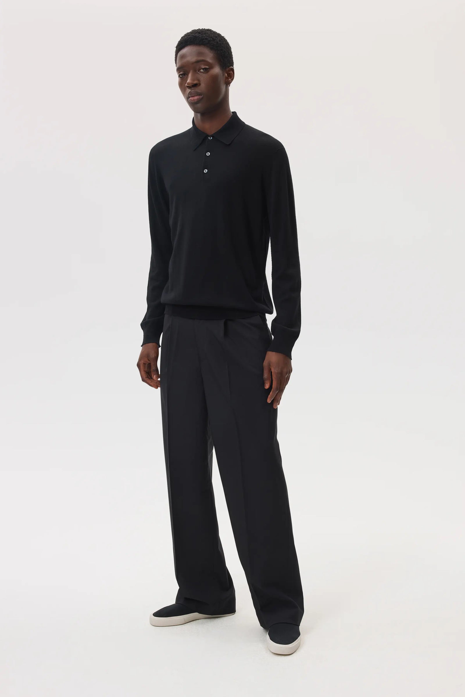 Merino Long Sleeve Polo Shirt