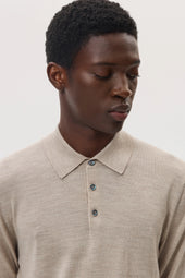 Merino Long Sleeve Natural Polo Shirt