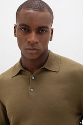 Merino Long Sleeve Green Poloshirt