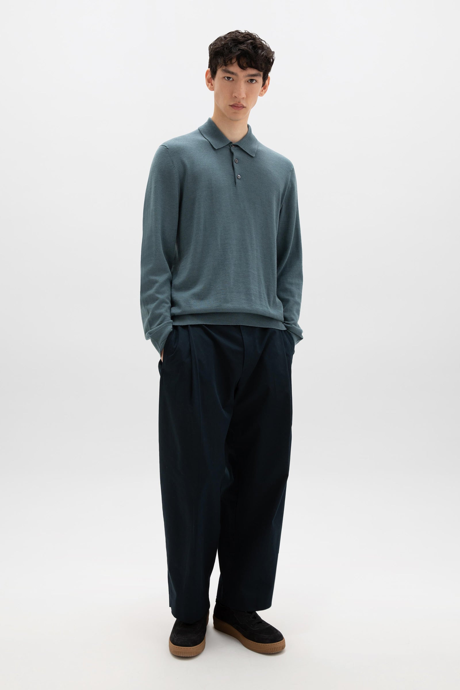 Merino Long Sleeve Polo Shirt