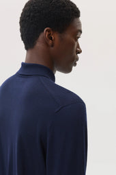 Merino Long Sleeve Dark Navy Polo Shirt