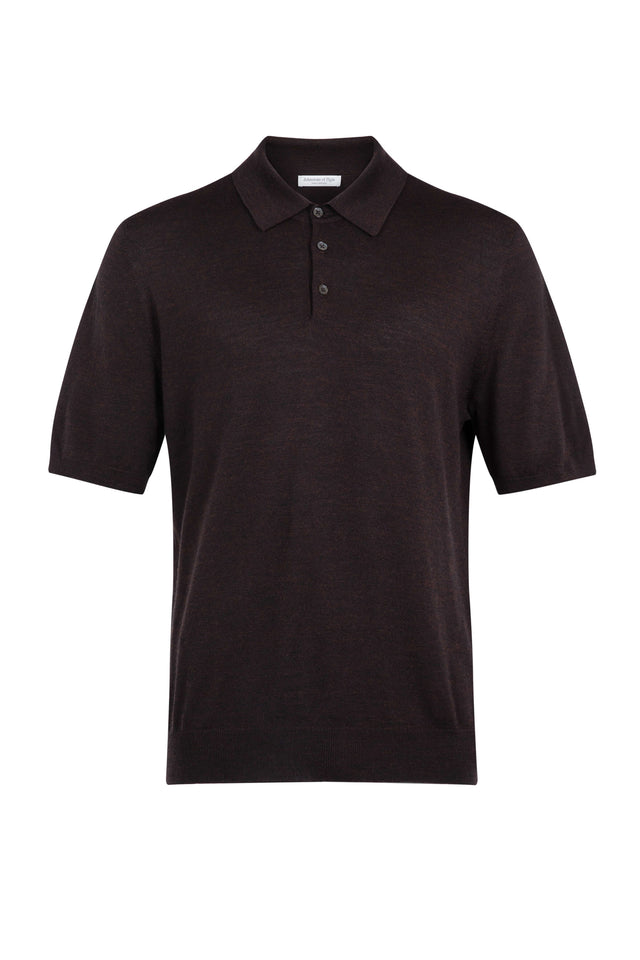 Superfine Merino Dark Brown Polo Shirt
