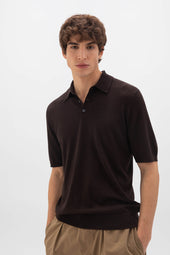 Superfine Merino Dark Brown Polo Shirt