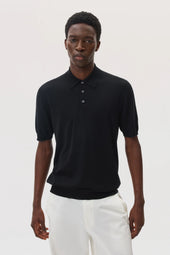 Superfine Merino Black Polo Shirt