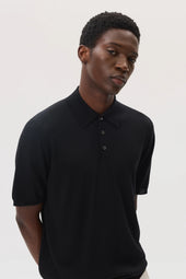 Superfine Merino Black Polo Shirt