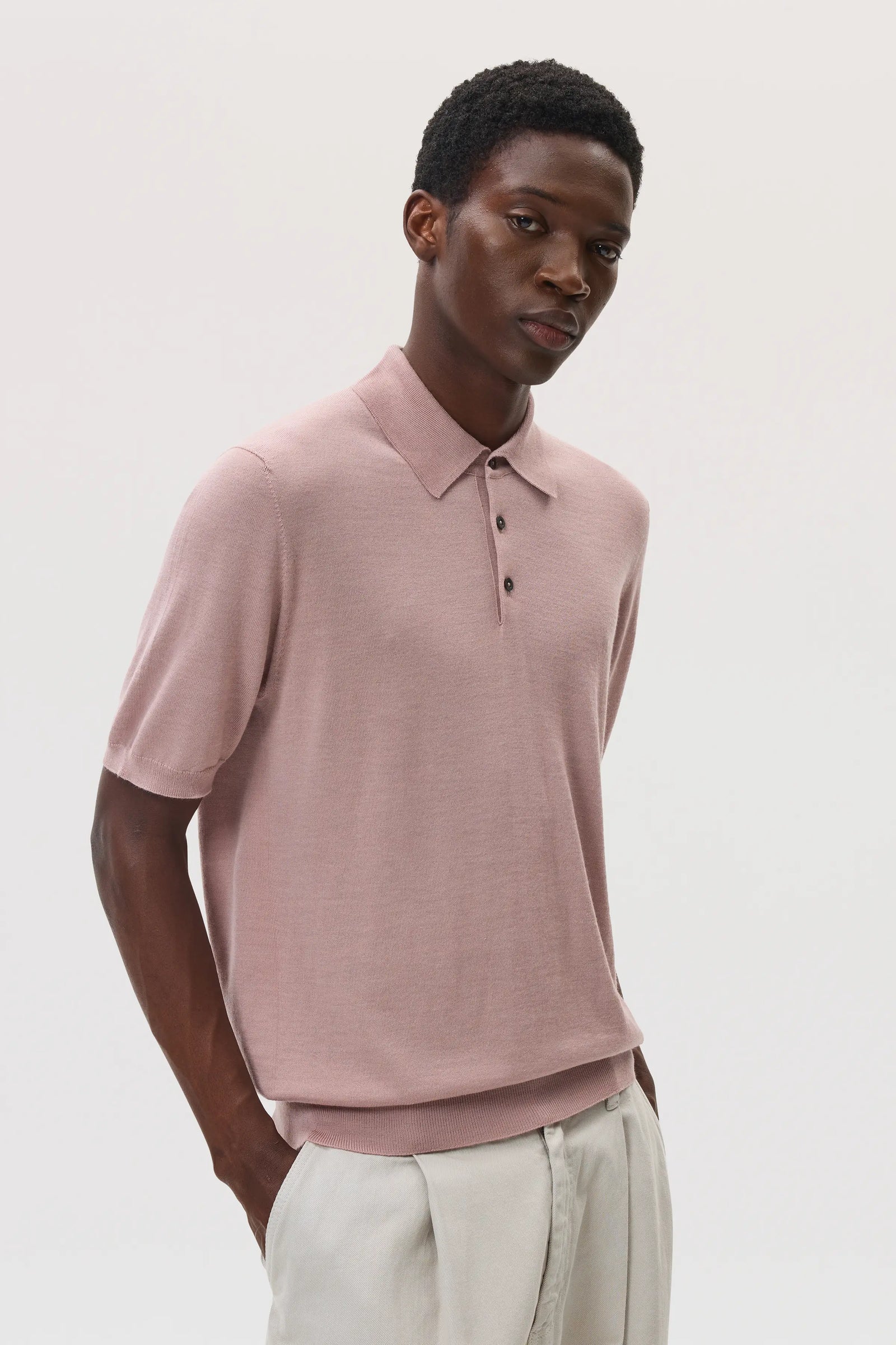Superfine Merino Pink Polo Shirt