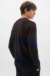 Colour Block Merino Dark Brown Jumper