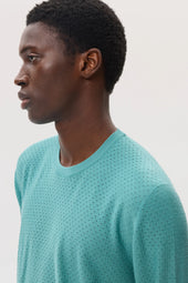 Superfine Merino Mesh Green Crew Neck Jumper