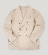 Ecru Cotton-Linen Double Breasted Kennedy Jacket