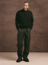 Mull Polo in Dark Olive Fine Gauge Wool Blend