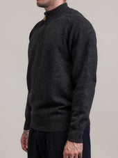 Fine Gauge Quarter Zip in Charcoal Lambswool