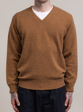 Fine Gauge V-Neck in Fawn Lambswool