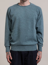 Fine Gauge Crew Neck in Teal Lambswool