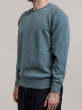 Fine Gauge Crew Neck in Teal Lambswool