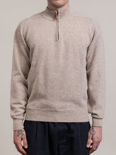 Fine Gauge Quarter Zip in Stone Lambswool