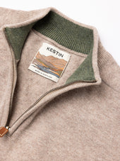 Fine Gauge Quarter Zip in Stone Lambswool