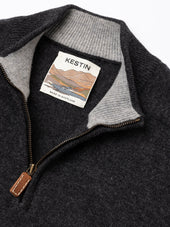 Fine Gauge Quarter Zip in Charcoal Lambswool