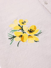 Ferness Oversized Shirt in Oatmeal Floral Slub Cotton