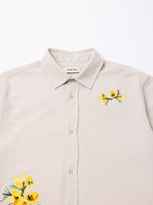 Ferness Oversized Shirt in Oatmeal Floral Slub Cotton