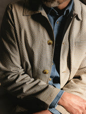 Huntly Jacket in Ecru / Brown Gingham Seersucker