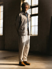 Clyde Pant in Ecru / Brown Gingham Seersucker