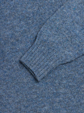 Brushed Shetland Crew in Dusty Blue Lambswool