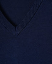 V Neck Knit Sweater 12 Gauge Super Extra Fine Merino