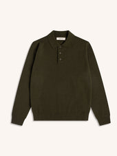 Mull Polo in Dark Olive Fine Gauge Wool Blend