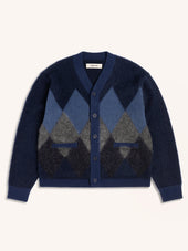 Muirfield Argyle Cardigan in Navy Brushed Mohair