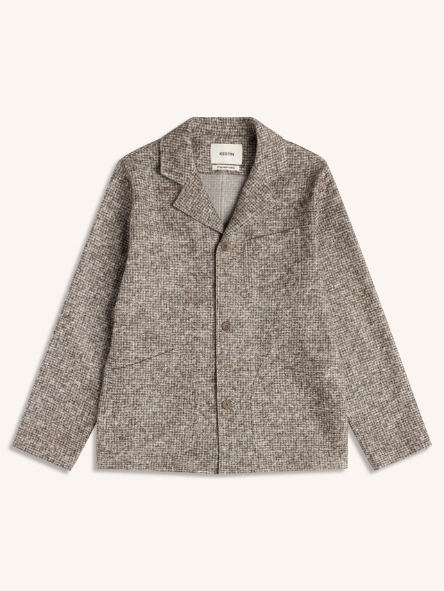Stac Blazer in Taupe Check Bonded Wool