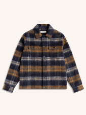 Haston Jacket in Navy Check Brushed Wool