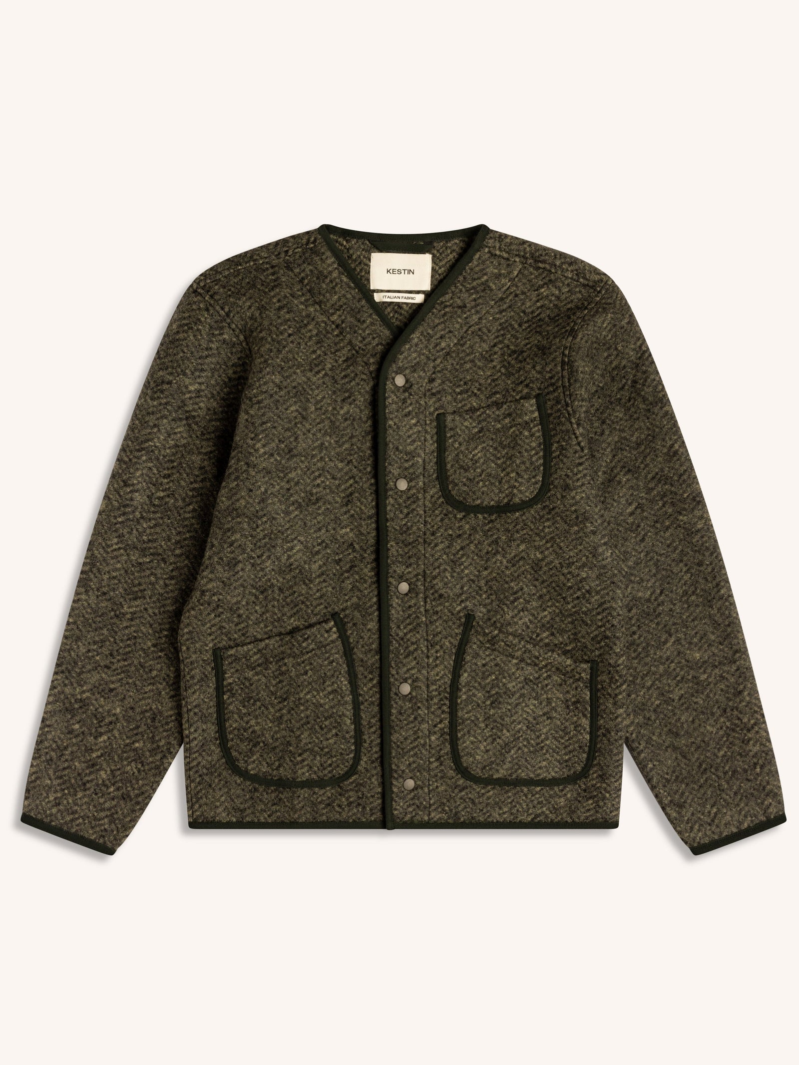 Neist Cardigan In Wool Herringbone