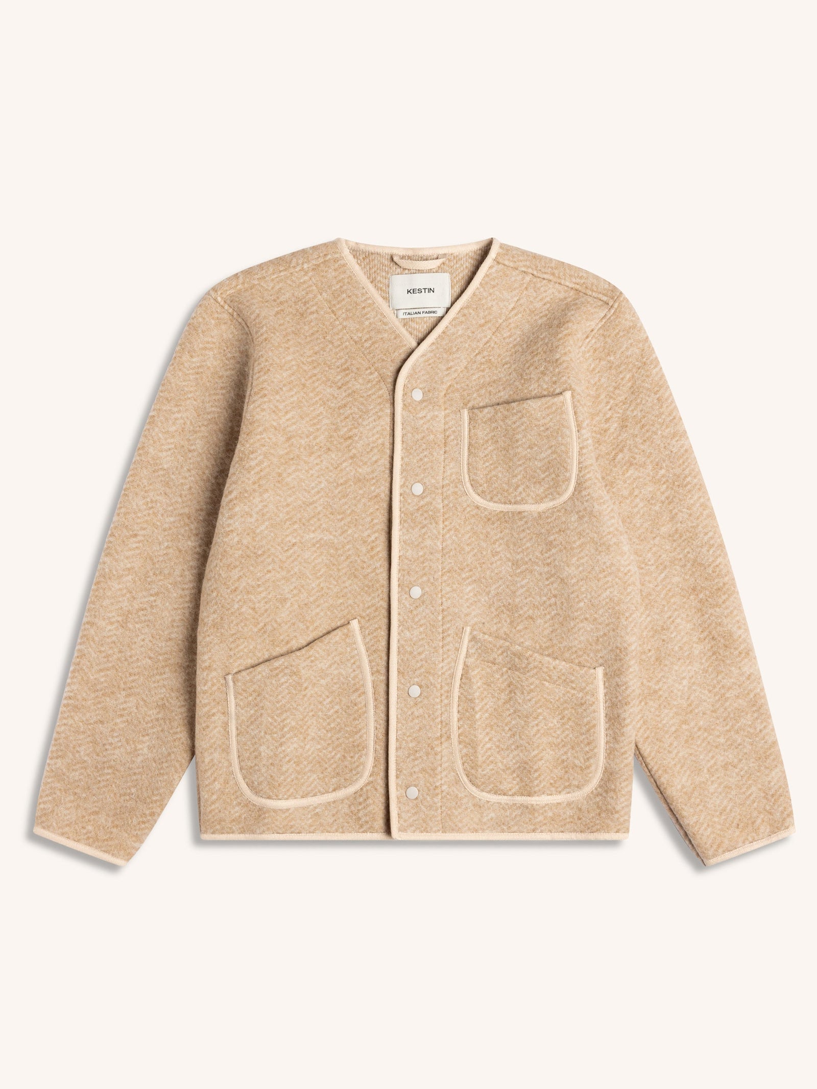 Neist Cardigan In Oat Wool Herringbone